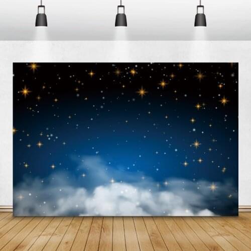 Laeacco Newborn Backdrops Blue Sky White Clouds Stars Baby Shower Birthday Photography Backgrounds Photocall For Photo Studio