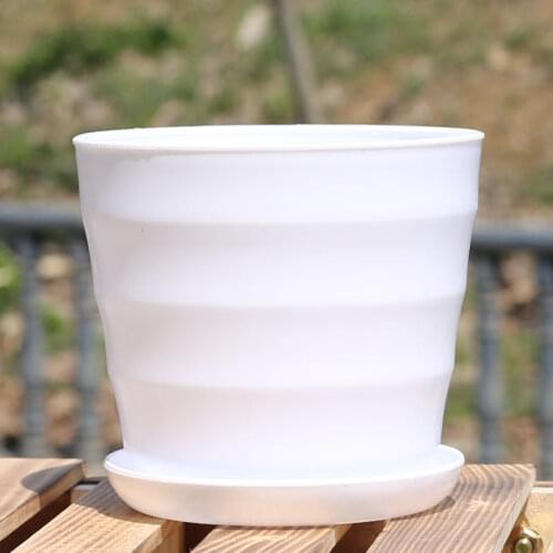 Imitation Ceramic Plastic Flower Plants Pots Thicken Succulents Nursery Planter With Tray Garden Home Office Decorative Decor