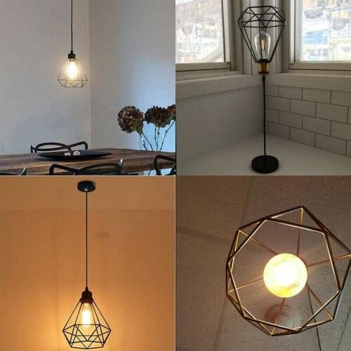 Metal Wire Iron Lampshade Retro Chandelier Vintage Lamp Cage HangLamp Black Fashion Bedroom Decorative Lampshade Romantic Parlor