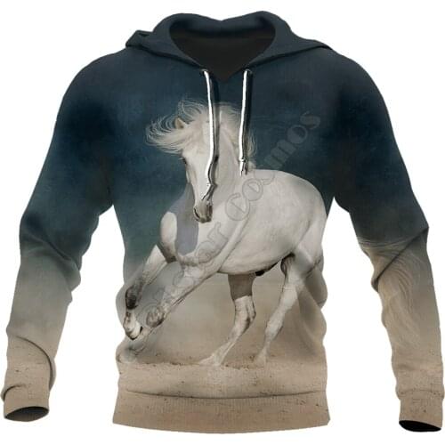 Fashion Men women hoodies Beautiful White Horse 3D Printed hooded Sweatshirt Casual Street costume drop shipping 04