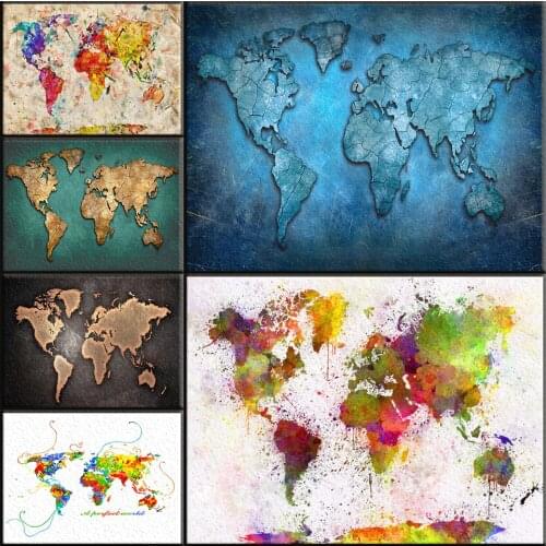 DIY Paint By Numbers Colorful World Map Kit Coloring By Number Scenery Wall Art Picture Acrylic Canvas Paintings Home Decoration