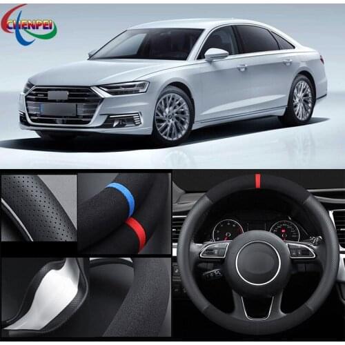 38cm Non-Slip Dreathable Suede steering wheel cover For Audi A8L Car Interior decoration accessories
