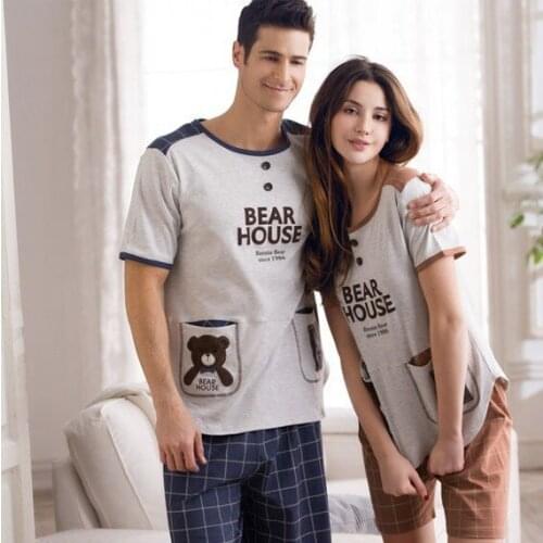 New Arrive Leisure Pajamas Boy Or Girl Cotton Short Sleeve Couples 100% Cotton leisurewear Suit