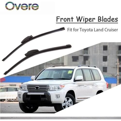 Overe 1Set Rubber Car Front Wiper Blade Kit For Toyota Land Cruiser 2015 2014 2013-2002 Windscreen Original replace Accessories