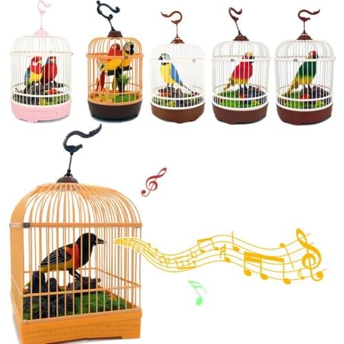 Pet Talking Bird Toy Simulation Family Animal Pet Bird Pet Bird Cage Electric Voice Control for Childrens Birthday Gifts