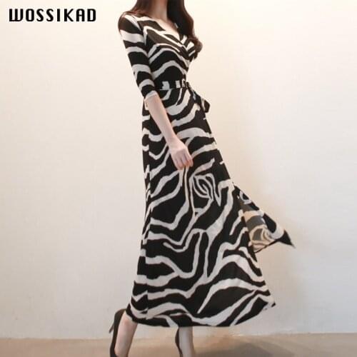 Dress Women Autumn Fashion Temperament V Lead Printing Luxury Dress Chalaza Waist Longuette Dress Vestidos Designer Dresses Runway Formal Dress Women Elegant Long Sexy Dresses Party Night Club Long Black 2019