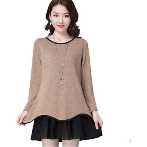 Show Thin Spring New a-Line Women Dress 90 KG Large Size Ladies Lonsleeve Render Unlined Upper Garment Shirts