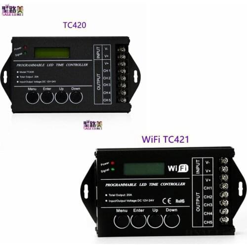 New TC420 TC421 Timer programmable wifi controller dimmer 5CH output led strip light, used in aquariums, fish tank, plant grow