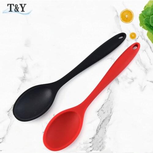T&Y 1pc 27.5cm Large Silicone Mixing Spoon-Heat Resistant Nonstick Integrated Design Kitchenware Tableware Cooking Utensil Tool