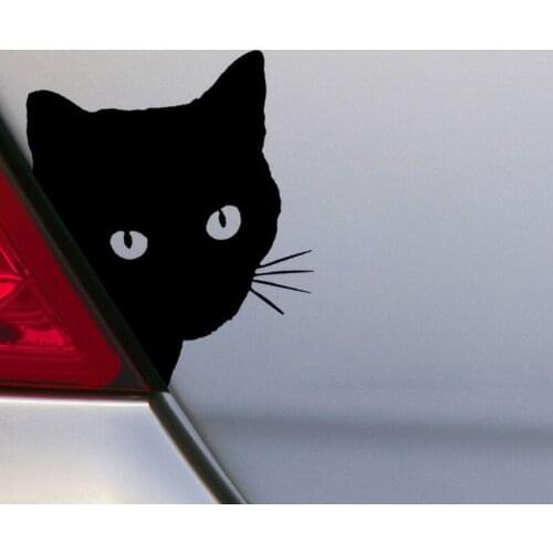 Peeking Cat Sticker for Car Black Cat Bright Eye Funny Vinyl Decal Car Styling Decoration Accessories 15*12cm Auto Decals