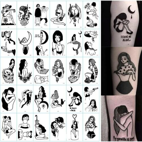 Waterproof Cool Temporary Tattoo Sticker Women Minimalist Pattern Body Art New Design Water Transfer Fake Women Tattoos #294515