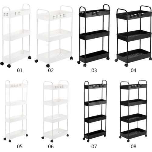 Rolling Storage Cart 3/4 Tier Mobile Shelving Unit Organizer Bathroom Carts with Handle for Kitchen Laundry Room
