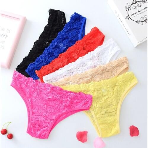 Women Sexy Lingerie cute panties see through underpants transparent floral lace underwear flirty sexy wear thong briefs
