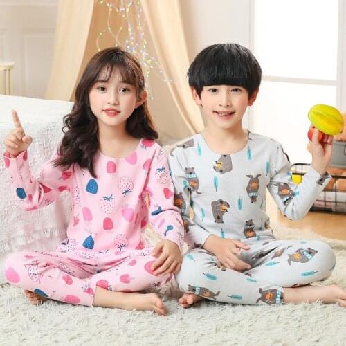 Winter Kids Pyjamas Sets Teenager Girls Thermal Underwear 2pcs Cartoon Printed 2021 Boys Sleepwear Casual Babys Casual Homewear