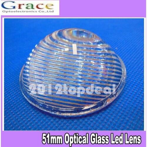 10pcs 51mm Striped Optical Convex Glass Led Lens for Led Spotlight, Car Light and Flashlight
