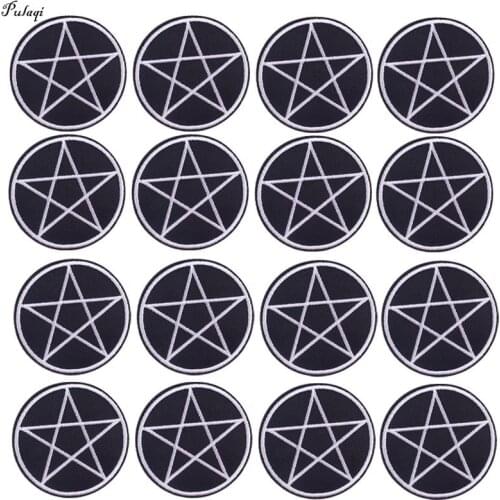 10PCS Pentagram Badge Cheap Embroideried Patches For Clothing Iron On Patches For Clothes DIY Applique Stripes Embroidery Patch