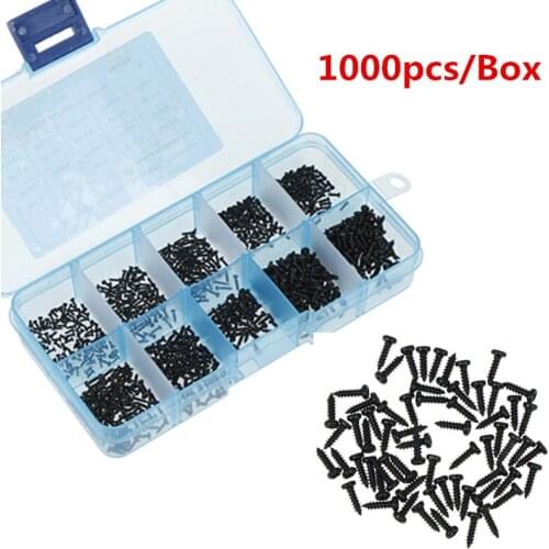 1000Pcs M1 M1.2 M1.4 M1.7 Mix Phillips Head Micro Screws Screws Round Head Self-tapping Electronic Small Wood Screws Kit