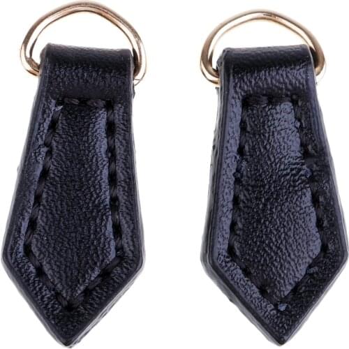 2Pieces Sheet Shape Leather Zip Puller Zipper Pulling Replacement Sewing Fastener Slider for Backpack Purse Bag