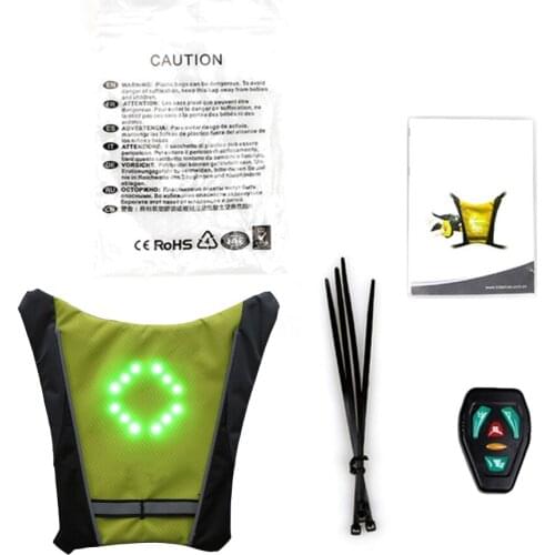 2021 Fashion LED Wireless Cycling Vest MTB Bike Bag Safety LED Turn Signal Light Vest Riding Running Bik Reflective Warning Vest