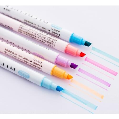 24 Pcs Student Stationery Color Key Line Marker Pen Solid Fluorescent Marker 12 Color Optional Art Supplies