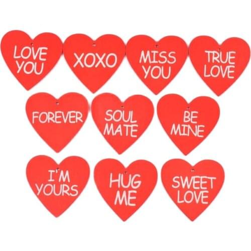 5pcs Red Heart Wood Pendant Scrapbooking Carft for Valentines Day Hanging Decoration Diy cm mt2701