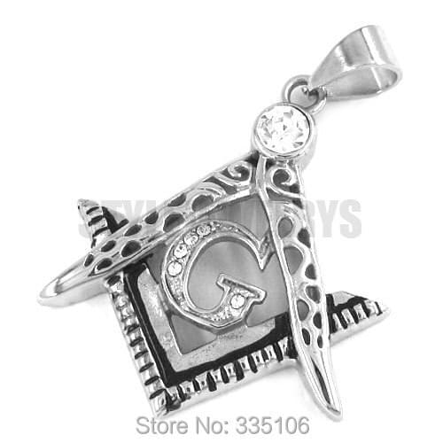 Free shipping! Masonic Pendant With Rhinestone Stainless Steel Jewelry Freemasonry Motor Biker Pendant SWP0255A