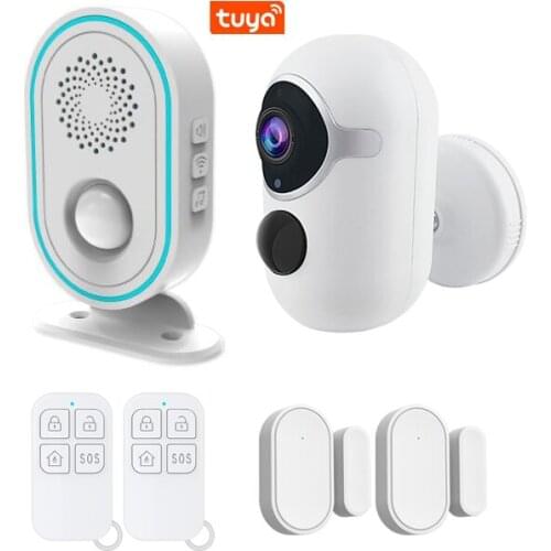 Tuya wireless shop welcome alarm with battery camera WiFi smart greeting doorbell welcome door window sensor shop security alarm