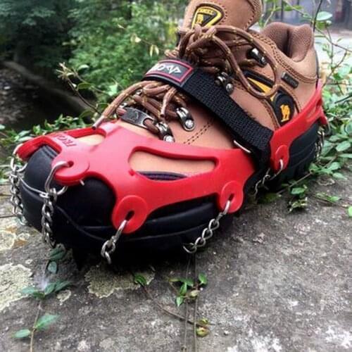 By dhl or ems 10pairs 14-Teeth Sports Anti-Slip Ice Gripper Cleats Shoe Boot Grips Crampon Chain Spike Snow for Hiking Climbing