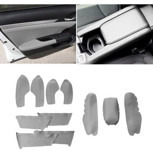 For Honda Civic 10th Gen 2016 2017 Car Door Handle Panel Armrest Microfiber Leather Cover only 4 doors model