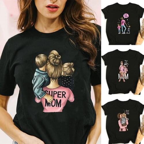 Super Mom Life Leopard Print Women Graphic Black T Shirts Cartoon Harajuku Queens Ladies Short Sleeve Tees T-shirt Camisetas