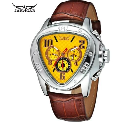 JARAGAR Men Triangle Automatic Watches Cobra Army Mechanical Genuine Leather Military Sport Watch Waterproof Relogio Masculino