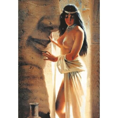 Canvas prints Body art nude Oil Painting sexy woman lady with Sculpture fine living room decor art painting