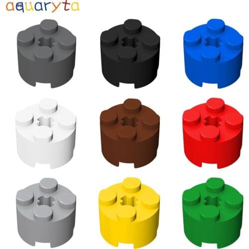 Aquaryta 50pcs Building Blocks Parts Bricks Round 2x2 with Axle Hole Compatible 3941 Technology DIY Educational Toys for Teens