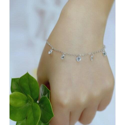 Summer Silver Color Zircon Beads Bracelets For Women Tassel Charms Chain Bracelets Girls Jewelry
