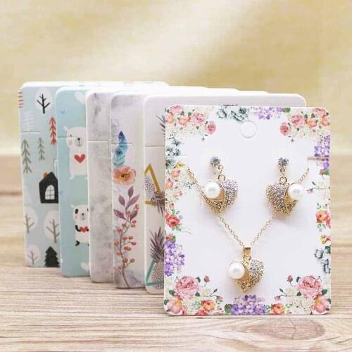 Hot sale 50Pcs Multi-Style Jewelry set package Card 8*10cm Flower /carton marbling design necklace earring pendant package card