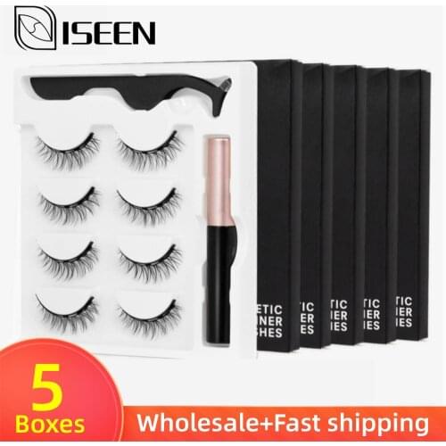 ISEEN 4/3/2 Pairs Magnetic Eyelashes Natural Fake Eyelash Magnetic Eyeliner Waterproof Liquid False Lashes Tweezers Makeup Sets