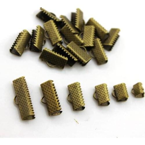 Set of 500pcs(6mm-20mm)cord coupler Key fob hardware RIBBON CRIMP End Clamp with loop mixed sizes or you pick colors