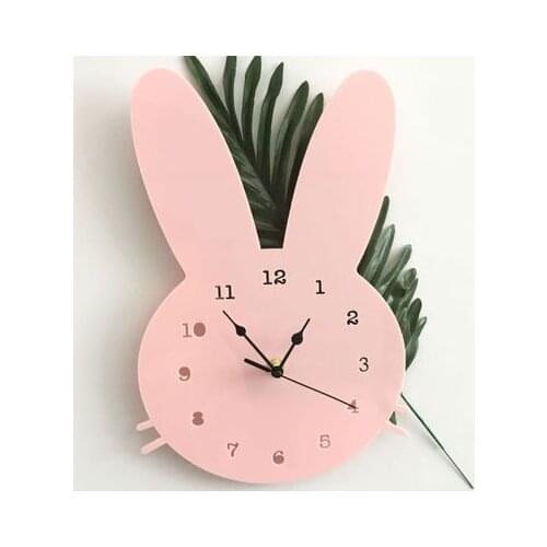 Nordic Wooden Rabbit Shaped Wall Clock Kids Room Decor Gender Neutral Wall Clock Nursery Baby Shower Gift home decoration