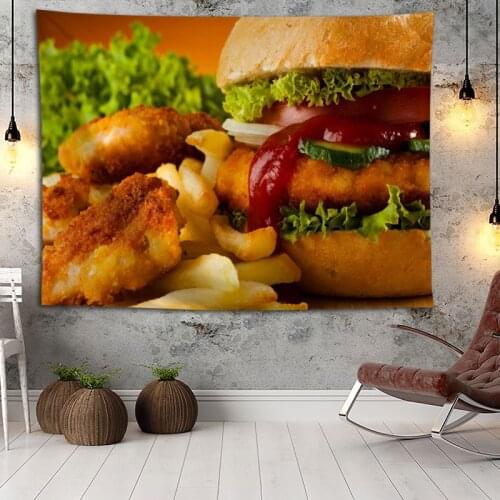 Burger Wall Hanging Tapestry Home Party Decorative Tapestries Photo Background Cloth Table Cloth Wall Tapestry