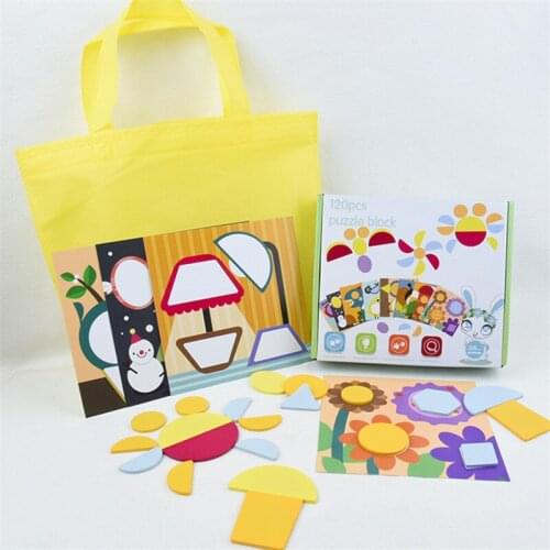 120Pcs Montessori Learning Education color Graphical Math juguetes Puzzle block Game For Baby Children Educational wooden toys