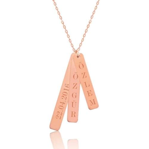 Real Silver 925 Jewelry Silver Tag Rod Plate Necklace