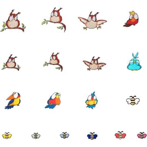 5~20pcs for sale New arrive Cartoon Bird Bee Patch Hot melt adhesive Embroidery Iron on patch DIY Badges Clothing Accessories