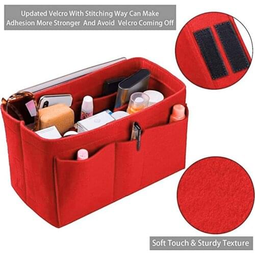 Portable Multifunctional Felt Handbag Tote Bag Purse Organizers Insert Shaper for Women Girls Home Travel Vacations 35x18x18cm