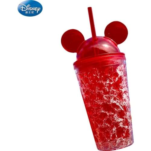 450 ML Disney red Minnie Mickey Mouse cup Transparent personality student outdoor sports bottle straw Drinking cup kids gift