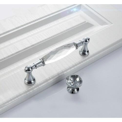 Luxury Diamond Crystal Handles Cabinet Handles Closet Door Drawer Knobs Wardrobe Single Hole Furniture Handle