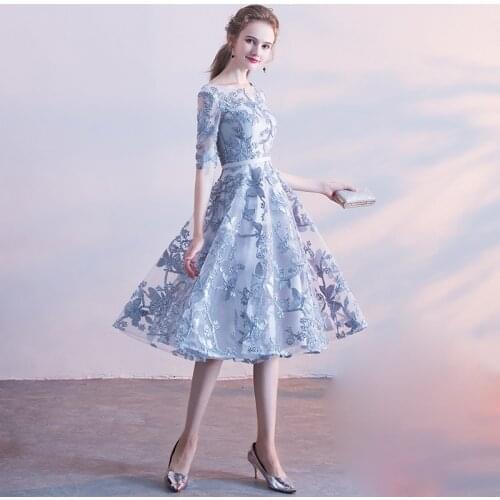 Blue Gray Oriental Style Banquet Dresses Chinese Vintage Traditional Wedding Cheongsam Elegant Evening Party Gowns Size XS-XXL