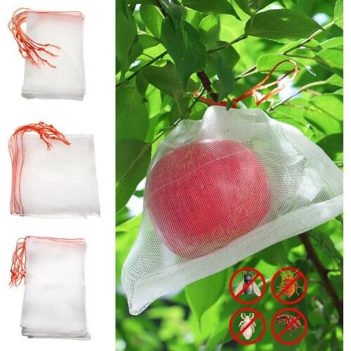 10PCS Vegetable Fruit Grape Netting Bag Nylon Mesh Drawstring Protection Plant Grow Bags Anti-Bird Against Insect Storage Pouch