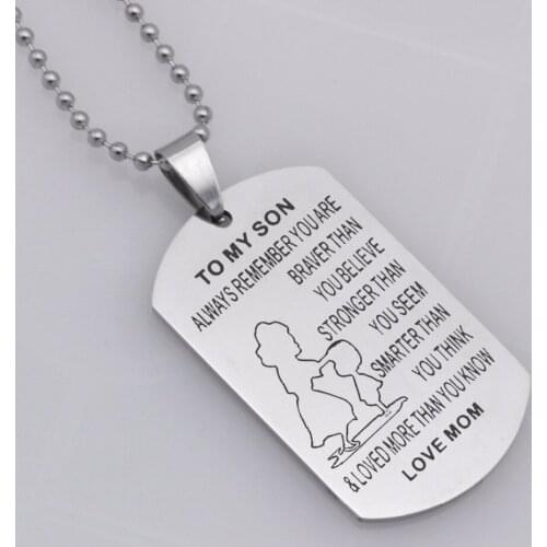 Ufine Fashion To my son jewelry stainless steel Engrave Name Love Dad/Mum ID Tag Necklaces Customized Logo necklace N411