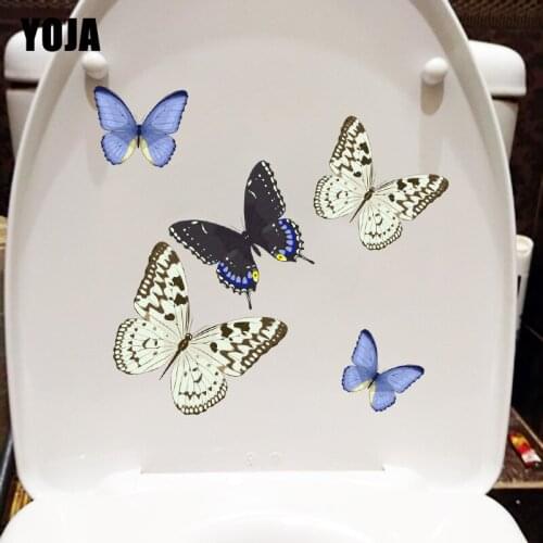 YOJA 23.1X21.6CM Flying Butterfly Room Decoration Wall Sticker Home WC Toilet Seat Decal T1-2038