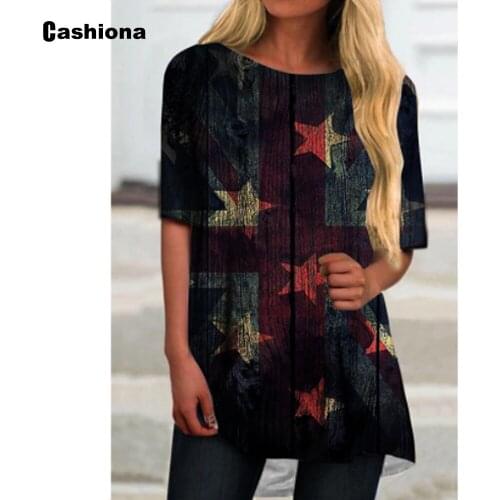 Cashiona Plus size 3xl Ladies Elegant Leisure Casual T-shirt Fashion 3D Print Womens Top 2021 Summer Loose Tees shirt Femme
